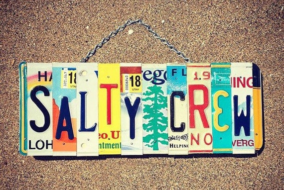 Salty Crew Fishing License Plate Art Sign, License Plates, Salty, Gift for Fisherman, Fishing Gift Idea, Gift for Men, Fishing Sign