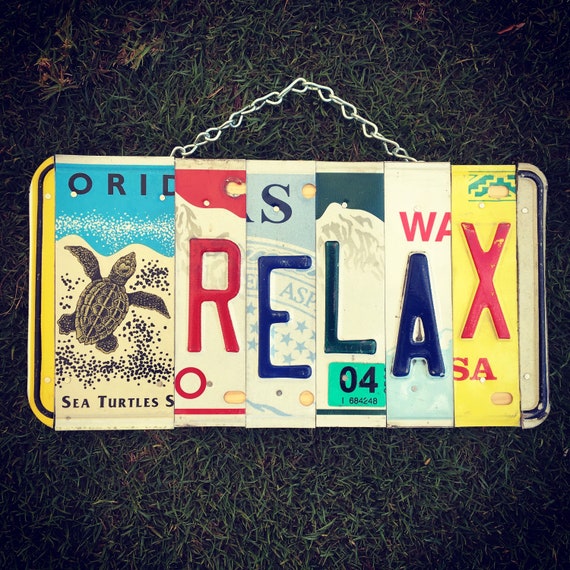 Relax Meditation License Plate Sign, Relaxation Gifts, Relax Sign, License Plate Art, License Plate Sign, Yoga Art, Turtle, Made in Hawaii.