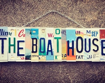 Boat House Sign, Boat Gifts, Boating Decor, Gift for Men, License Plate Art, Nautical Wall Decor, Boating Gifts