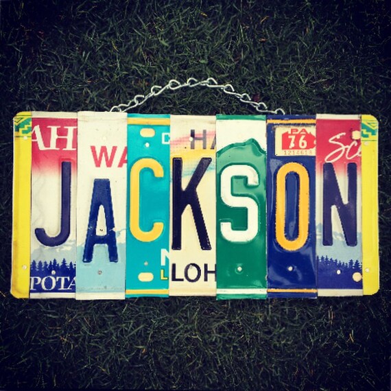 Family Name License Plate Sign. Ohana- family- Personalized sign- custom sign- boys name sign- boys room decor. Car themed decor.