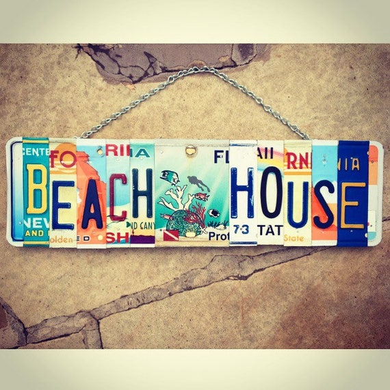 Beach House Gift, Beach House Art, Reef Wall Decor, License Plate Art, Gift for Mom, Beach House Signs, Beach House Art.