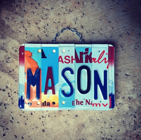 Personalized Name, Boys Gift, Christmas Gifts for Boys, Stocking Stuffers, License Plate Sign, Mason, Custom Gift.