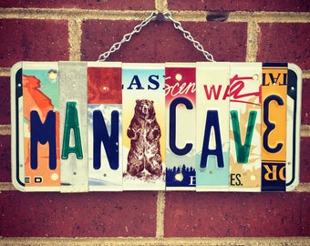 Mancave Decor. Fathers Day Gift. Mancave Sign. License Plate Art. Mancave Art. Mancave Items. Mens Birthday Gift. For Him.