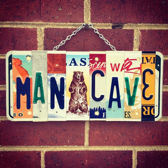 Mancave Decor. Fathers Day Gift. Mancave Sign. License Plate Art. Mancave Art. Mancave Items. Mens Birthday Gift. For Him.