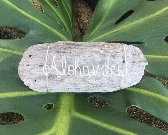 Aloha Vibes Hawaiian Driftwood Wire Art Beach Gifts, Aloha Vibes, Driftwood Art, Wire Names, Made in Hawaii, Maui Souvenir, Beach Decor.