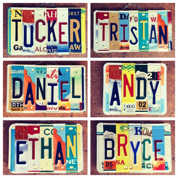 License Plate Name Sign, Gifts for Kids, Childrens Gifts, Dorm Room Decor, Personalized Gifts, Custom Names, License Plate Art, Unique Gift