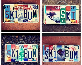 Letrero artístico para matrícula de SKI BUM, regalo para esquiadores