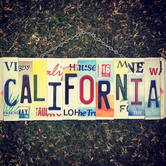 California License Plate Sign - Travel Art - Housewarming Gift - Beach Decor - Beach House Gift - License Plate Art - California Gift