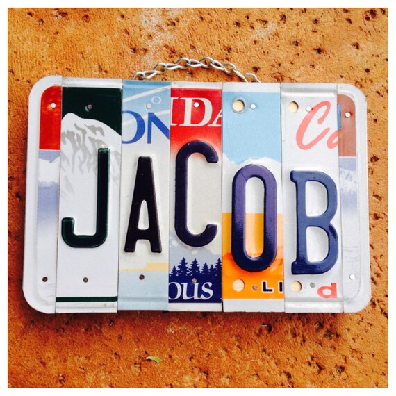 Jacob. Boys. Name. Baby boy. Nursery decor. Baby shower. Boys room. Boys birthday. Custom. Car decor. License plate