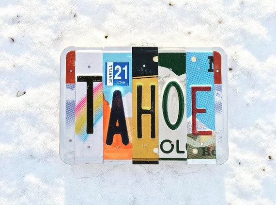 Lake Tahoe Sign, License Plate Art, Home Decor, Personalized Sign, Tahoe Art, Room Decor, Airbnb, Condo Decor, Wall Hanging