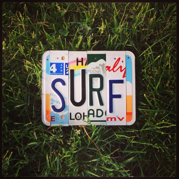 SURF License Plate Sign. Surfer Sign. Gift for Surfer. Surf Decor. Surf Sign.