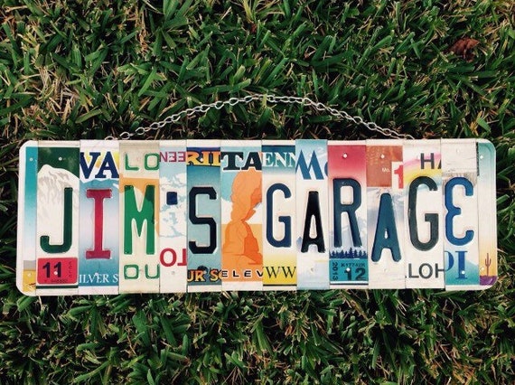 Fathers Day Gift, Garage Gift, Custom Sign for Dad's Garage, License Plate Garage Decor, Chevy Car Collector Gift - Quality Aluminum Sign