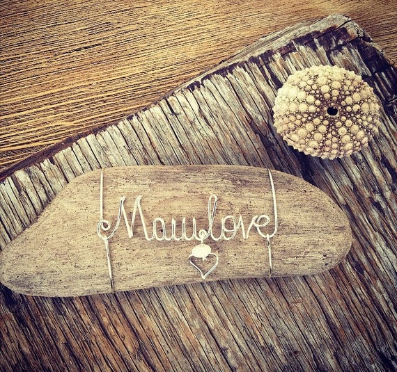 Maui Love Inspirational Wire Art Word Driftwood Beach Gift Idea, Beach Decor Under 25, Driftwood Pieces, Wire Word Art, Hawaii Gifts