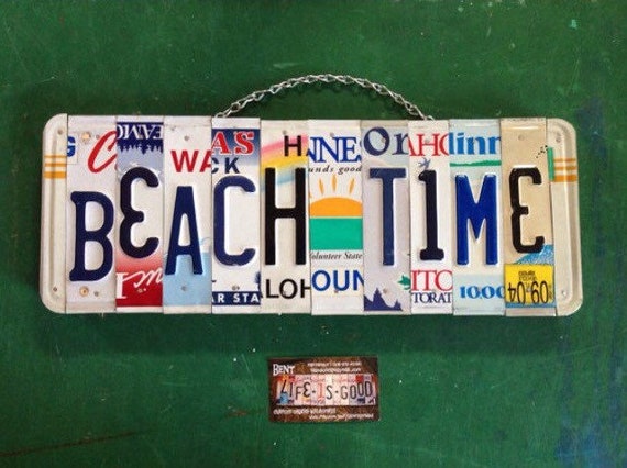 Nautical. License plate art. Recycled. License Plate. Room Decor. Sign. Wall hanging.Custom Name. Handmade.Family name. Beach.