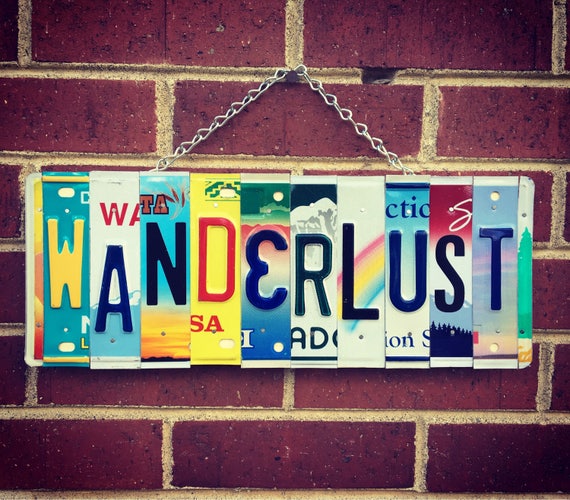 WANDERLUST License Plate Sign - Hippie Room Decor - Boho - Hippie Decor - Road Trip Art - Gift for Traveller - Birthday Gift - Travel Art