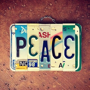 Bohemian Peace License Plate Sign, Peace Sign, Boho Wall Decor, License Plate Art, License Plate Signs, Hippie Decor, Birthday Gift Idea