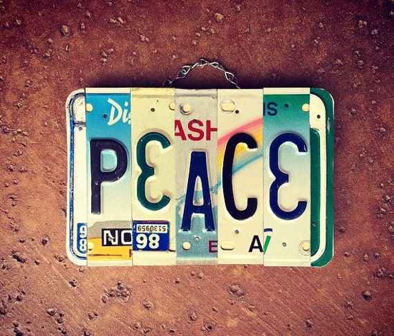 Bohemian Peace License Plate Sign, Peace Sign, Boho Wall Decor, License Plate Art, License Plate Signs, Hippie Decor, Birthday Gift Idea