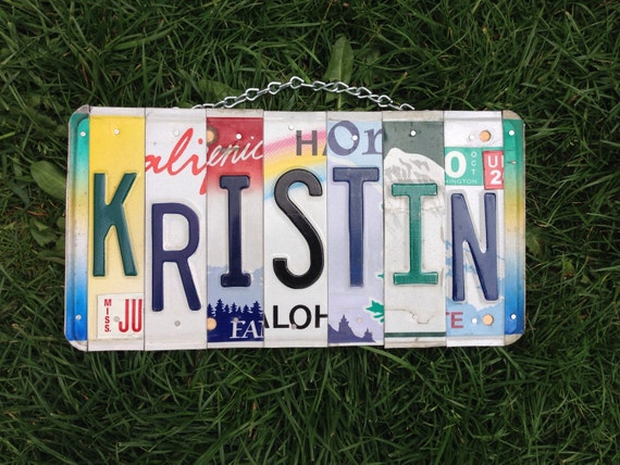 Recycled, girls, license plate sign, room decor, hawaii, love, gift idea,