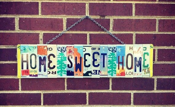 Home Sweet Home License Plate Sign, House Warming Gift, Home Decor, License Plate Art, Gift for Home Buyers, Moving Gift Idea, Upcycled Art