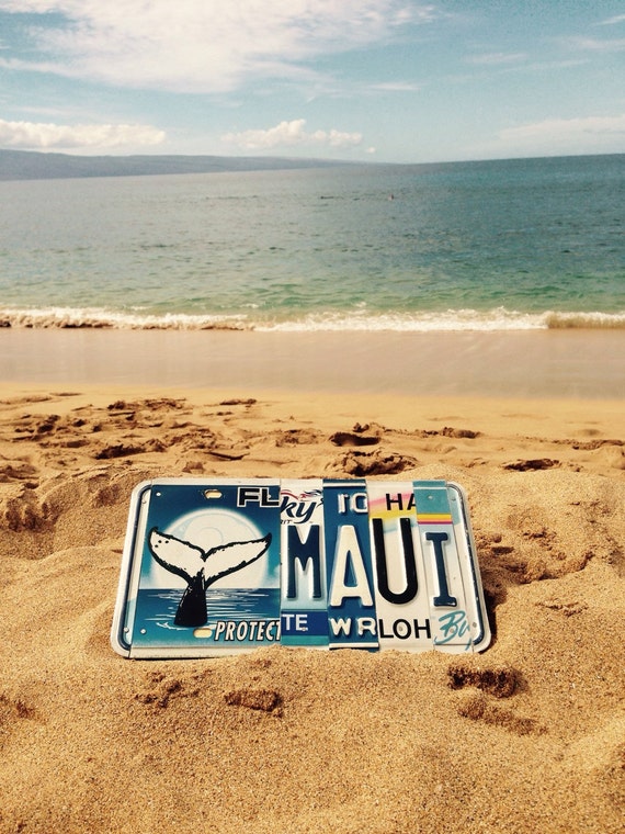 One of a kind. License plate. Whale. Maui. Hawaii. Beach. Ocean. Travel. Giftidea. Rare. Collectable. Sea life. Custom name.