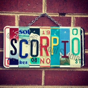 Escorpio, Escorpio Regalos, Escorpio Zodíaco, Ideas de Regalo del Zodíaco, Signo de Escorpio, Cartel de la placa de licencia, Regalos de cumpleaños, Carta de nacimiento
