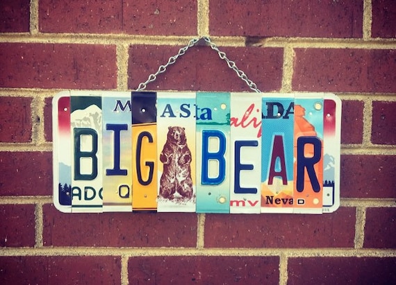 Big Bear Lake, Big Bear Sign, California Art, California Sign, License Plate Art, Bear Art, Alaska License Plate, Travel Gifts