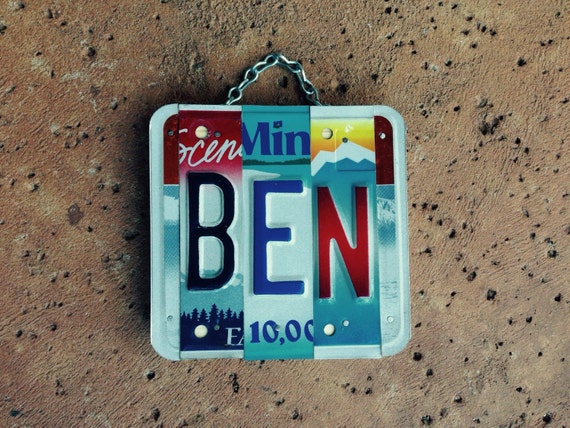 Handmade. Boys. Name. Ben. License plate. Boys room. Nursery decor. Car decor . Forhim. Giftidea.