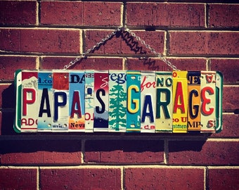 PAPA'S GARAGE SIGN. Gifts for Grandpa. Gifts For Him. Father's Day Gift. Gifts for Papa. Grandfather Gifts. License Plate Sign.