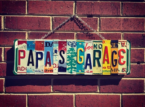 PAPA'S GARAGE SIGN. Gifts for Grandpa. Gifts For Him. Father's Day Gift. Gifts for Papa. Grandfather Gifts. License Plate Sign.