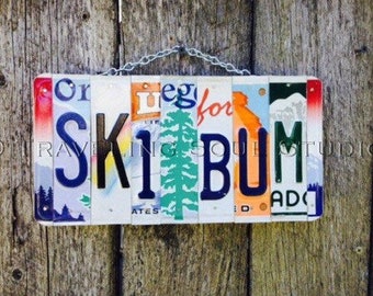 Letrero artístico para matrícula de SKI BUM, regalo para esquiadores