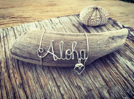 Aloha Maui Driftwood Beach Decor, Made in Hawaii, Driftwood Pieces, Beach Gifts, Wire Word Art, Gift for Mom