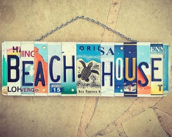 Nautical Sea Turtle Beach House License Plate Art Sign, Beach House Decor, Beach House Warming Gift, Beach House Sign, License Plate Art.