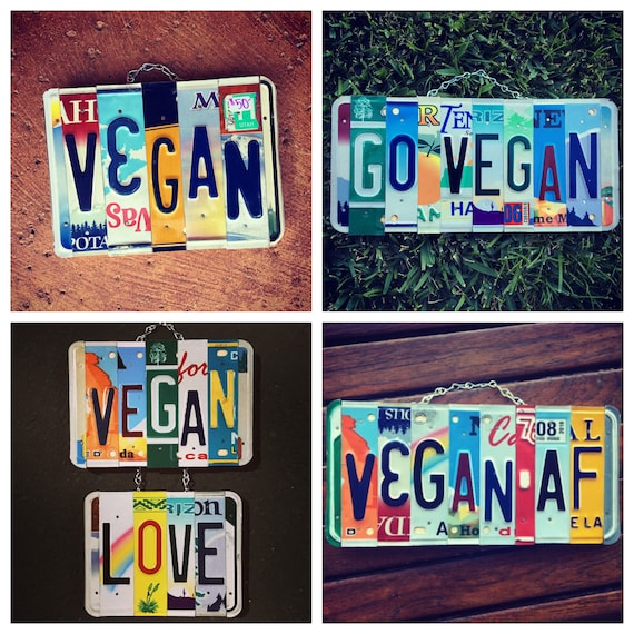 Vegan Kitchen Wall Hanging Decor, License Plate Art, Vegan Gifts, Vegan Sign, Vegan Home Decor, Vegan Art, Gifts for Vegans, Vegan