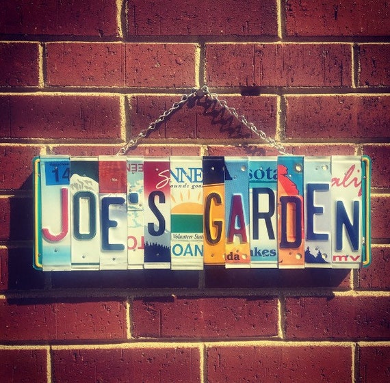 Garden Sign, Personalized Garden Sign, Gift for Gardener Man, Gift for Garden Lover, License Plate Art, Gift for Gardener, Garden Decor.