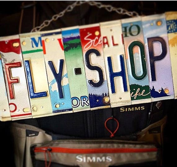 Fly Fishing Fly Shop License Plate Sign, License Plate Art - Fly Fishing Gifts, Retirement Gift idea, Fathers Day, For Him, Fishing Decor