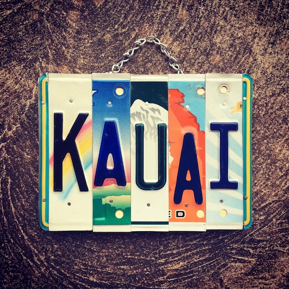 KAUAI Hawaii License Plate Art Sign Made in Hawaii, Kauai Sign, Kauai, Beach Gift Idea, Beach House Decor, Kauai Souvenir