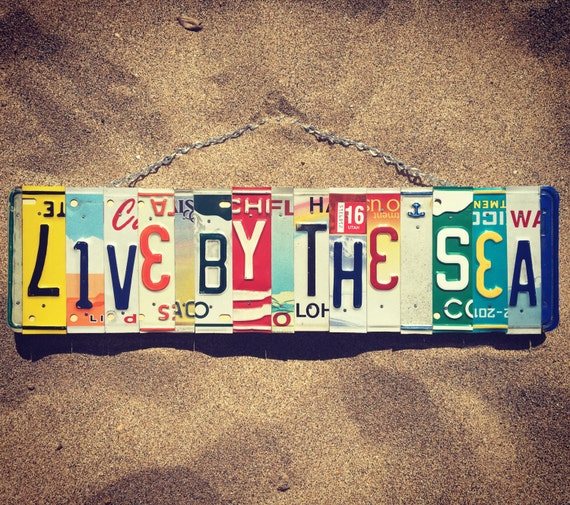 Live By The Sea. -beachdecor -homedecor -anchor -nautical -art -giftidea -beachsign