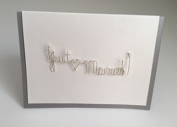 Just Married Greeting Card, Wedding Card, Just Married Gift, Gift for Wedding Couple, Wire Art, Wedding Gift.