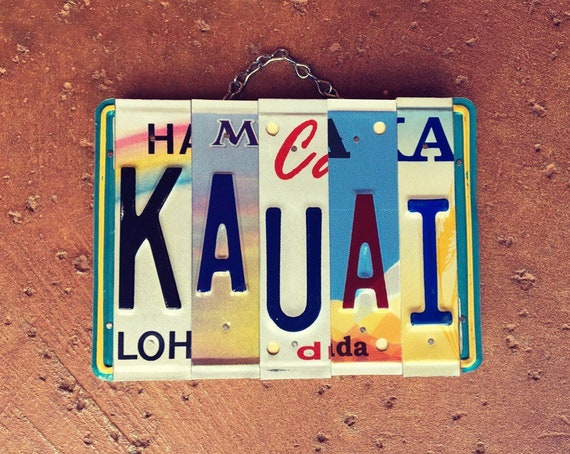 KAUAI Hawaii License Plate Art Sign Made in Hawaii, Kauai Sign, Kauai, Beach Gift Idea, Beach House Decor, Kauai Souvenir