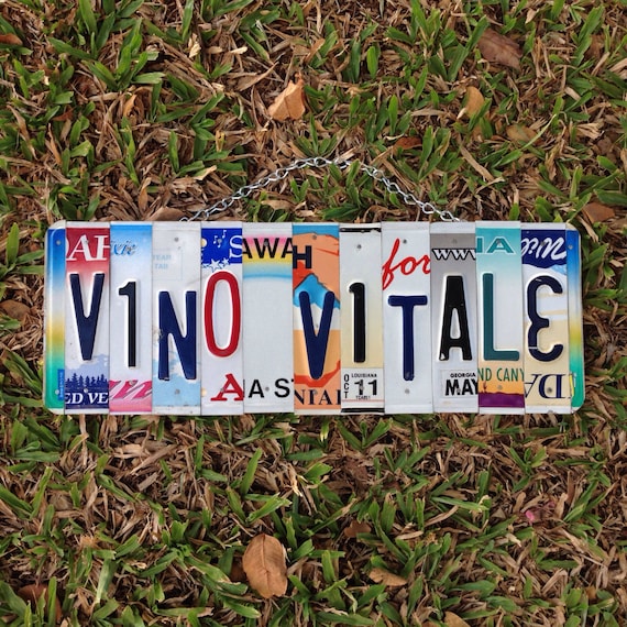 License plate art. sign. Christmas. Food, friends. Family . Upcycled. Wine. Drinks. Party. Bar