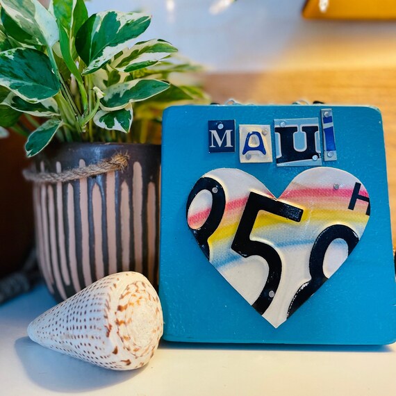 Maui - Hawaii License Plate - Beach Home Art - Hawaii Gifts - Upcycled- Gift for Girl - Surfer Gift - Maui Art - Maui Hawaii - Free Shipping