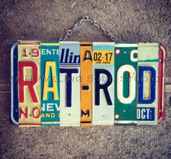 Rat Rod Sign, Gift for Men, Garage Sign, Mens Birthday Gifts, License Plate Sign, Car Gifts, For Him, Mancave decor, Classic Car Gift.