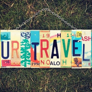 Travel Art, Travel Decor, Travel Gift, License Plate Art, Travel Momento, Travel Sign, Traveller Gift, United States Gift Idea. Travel Souve