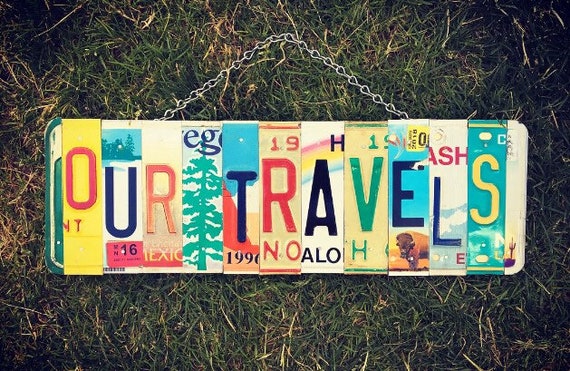 Travel Art, Travel Decor, Travel Gift, License Plate Art, Travel Momento, Travel Sign, Traveller Gift, United States Gift Idea. Travel Souve