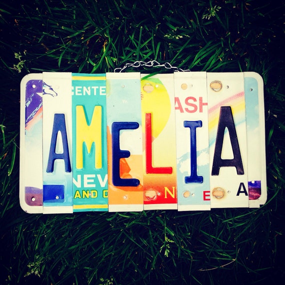 Recycled . License plate. Sign. For girls. Room. Travel. Hawaii. Handmade.