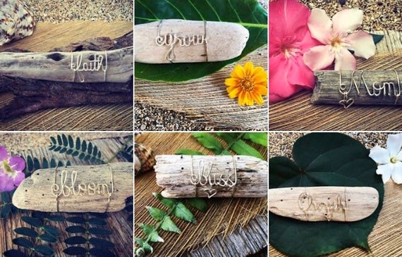 Personalized Name, Inspirational Gifts for Mom, Driftwood Beach Decor, Wire Art, Word Art, Made in Hawaii, Driftwood Pieces.