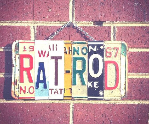 Rat Rod License Plate Sign, Garage Decor
