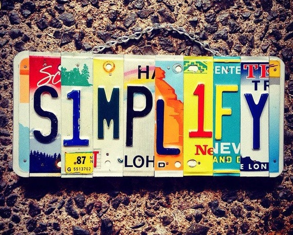 Simplify Motivational Wall Decor License Plate Art Sign, Simplify Sign, Yoga Art, Gift for Friend, License Plate Art, Wall Hanging.