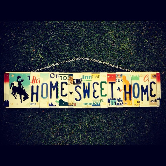 Home Sweet Home Sign, Country Decor, Cowboy Decor, License Plate Art, House Warming Gift, Cowboy Signs.