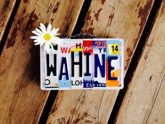 Made in Hawaii. License plate art. Custom sign. Travel. Girls. Rainbow. Love. Maui. Wall hanging. Teen